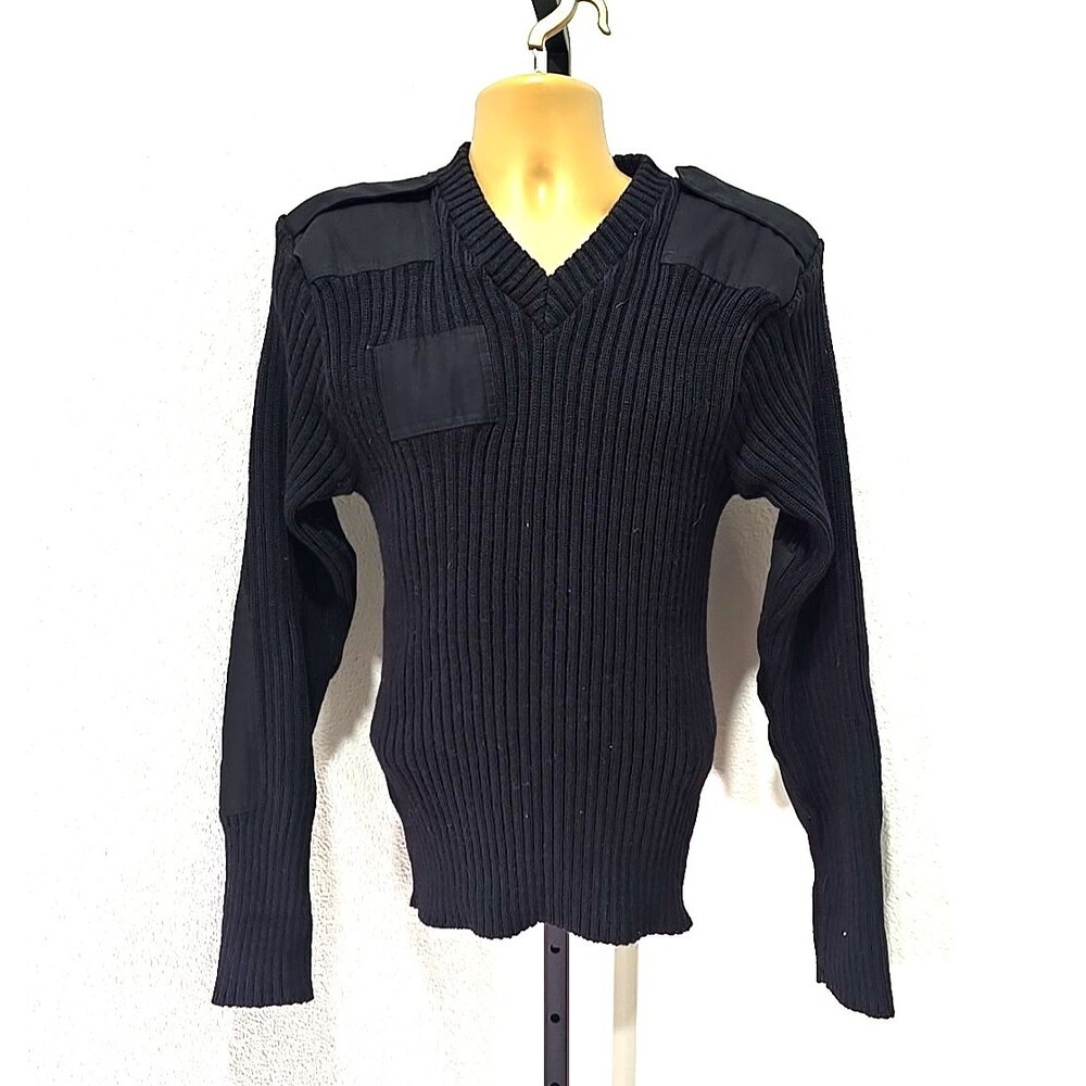 Vtg Brigade Quartermasters Black Woolly Pully Sweater 40 England Commando Ribbed